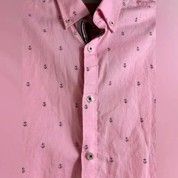 Report Collection short-sleeve button shirt, Large, pink, Resort Vacation - Picture 4 of 8